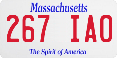 MA license plate 267IA0