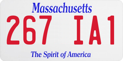 MA license plate 267IA1
