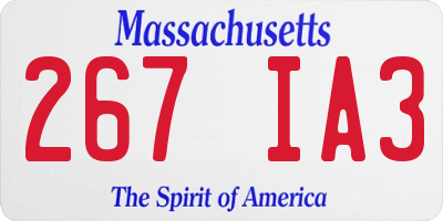 MA license plate 267IA3