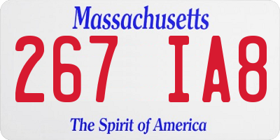 MA license plate 267IA8