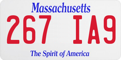 MA license plate 267IA9