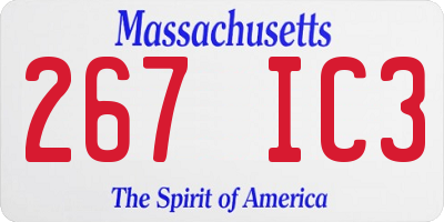 MA license plate 267IC3