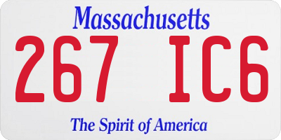 MA license plate 267IC6