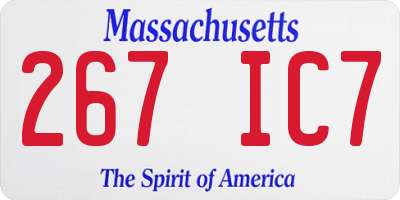 MA license plate 267IC7