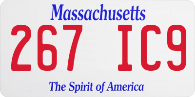 MA license plate 267IC9