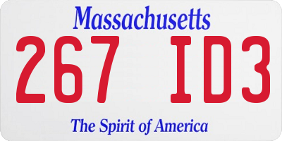 MA license plate 267ID3