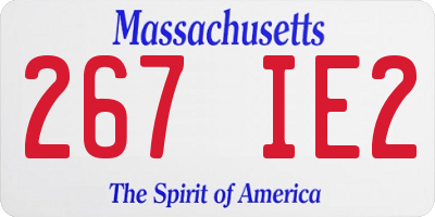 MA license plate 267IE2