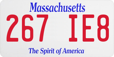 MA license plate 267IE8