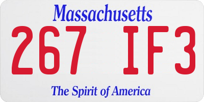 MA license plate 267IF3