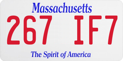 MA license plate 267IF7