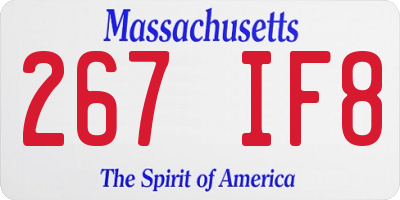 MA license plate 267IF8