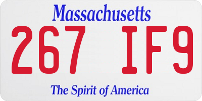 MA license plate 267IF9