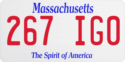 MA license plate 267IG0