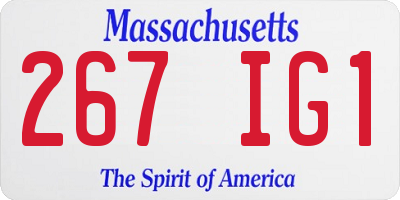 MA license plate 267IG1