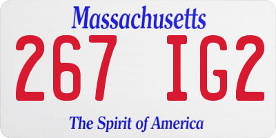 MA license plate 267IG2