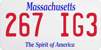 MA license plate 267IG3