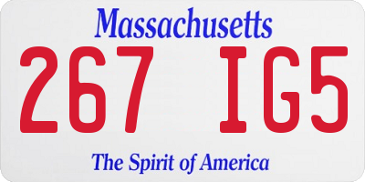 MA license plate 267IG5