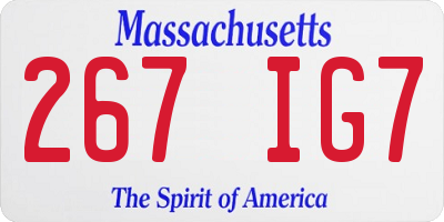 MA license plate 267IG7