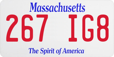 MA license plate 267IG8
