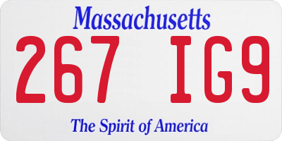 MA license plate 267IG9