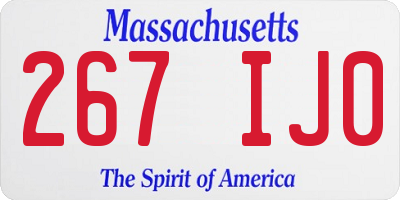 MA license plate 267IJ0