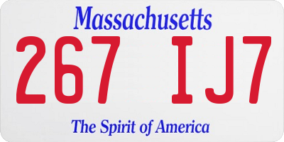 MA license plate 267IJ7