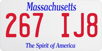 MA license plate 267IJ8