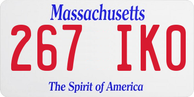 MA license plate 267IK0