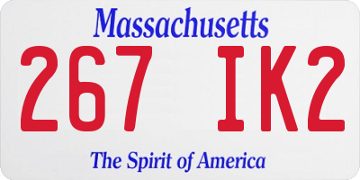 MA license plate 267IK2