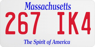 MA license plate 267IK4