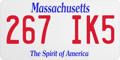 MA license plate 267IK5