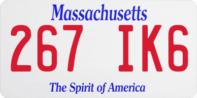 MA license plate 267IK6
