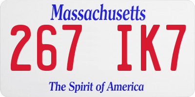 MA license plate 267IK7