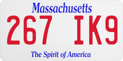 MA license plate 267IK9