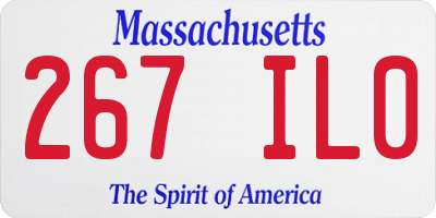 MA license plate 267IL0