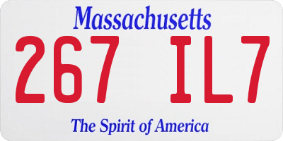 MA license plate 267IL7