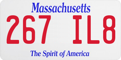 MA license plate 267IL8