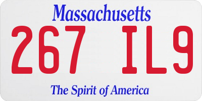 MA license plate 267IL9