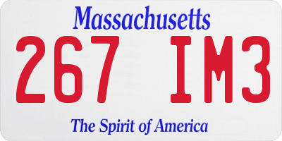 MA license plate 267IM3