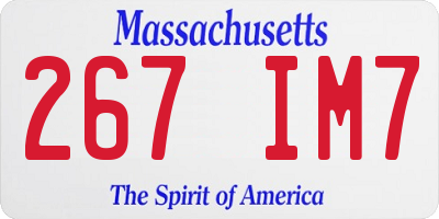 MA license plate 267IM7
