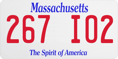 MA license plate 267IO2