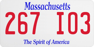 MA license plate 267IO3