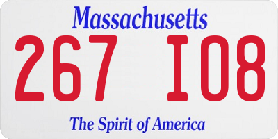MA license plate 267IO8
