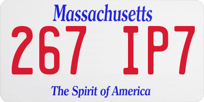 MA license plate 267IP7