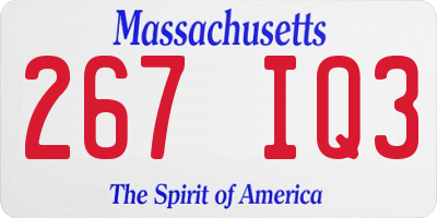 MA license plate 267IQ3