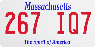 MA license plate 267IQ7
