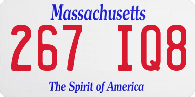 MA license plate 267IQ8