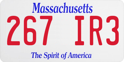 MA license plate 267IR3