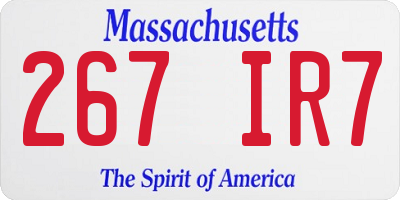 MA license plate 267IR7