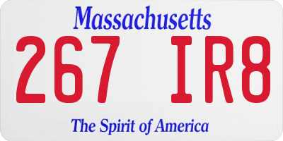 MA license plate 267IR8
